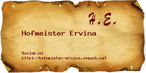 Hofmeister Ervina névjegykártya